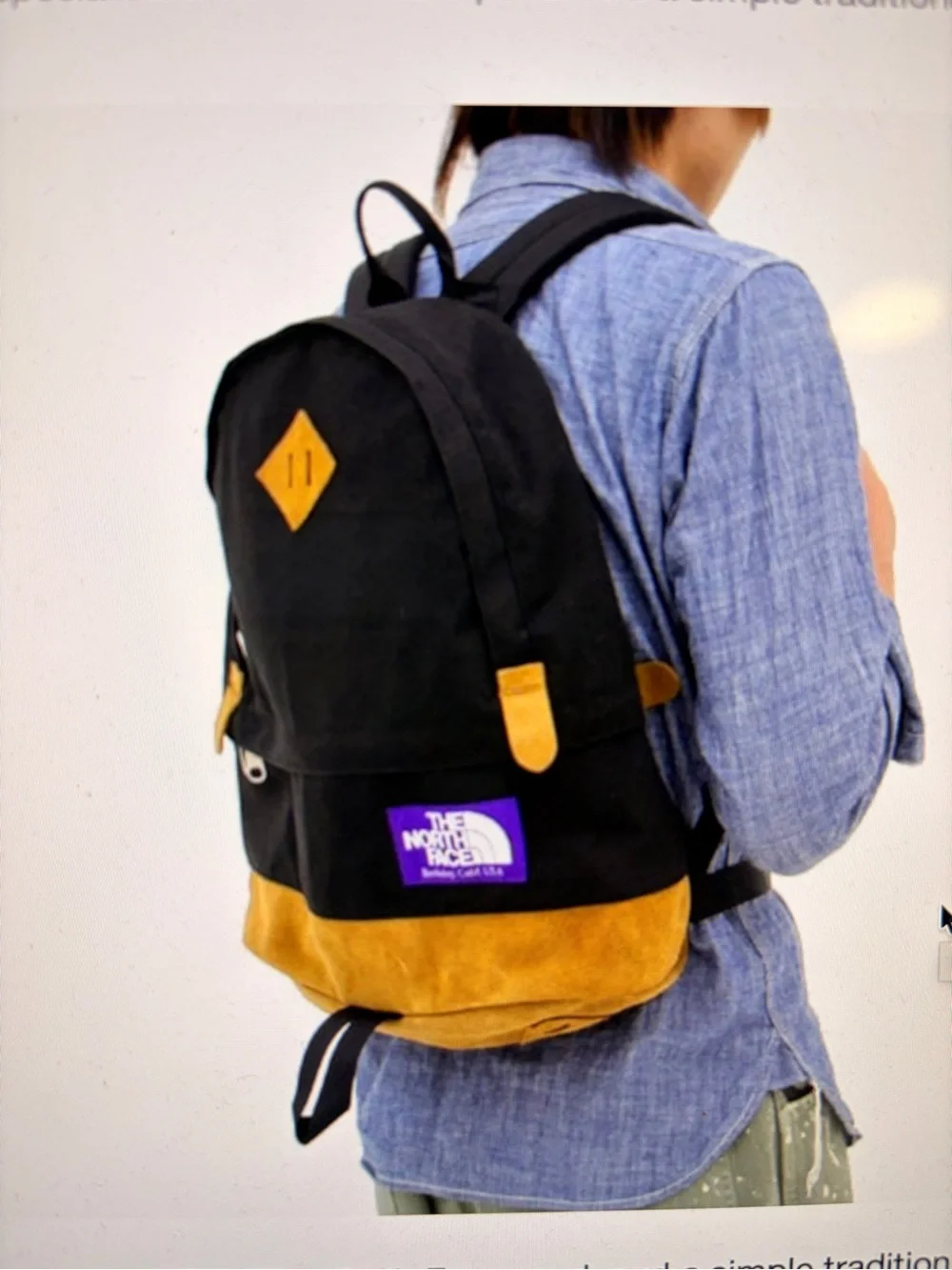 Pre-owned North Face Black Backpack with Tan Suede Base
